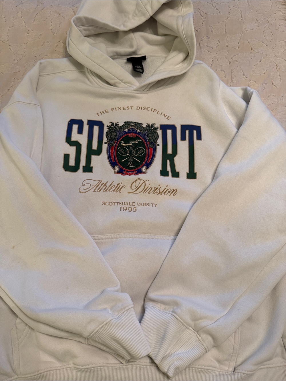 Sport Athletic Division White Hoodie Sweatshirt